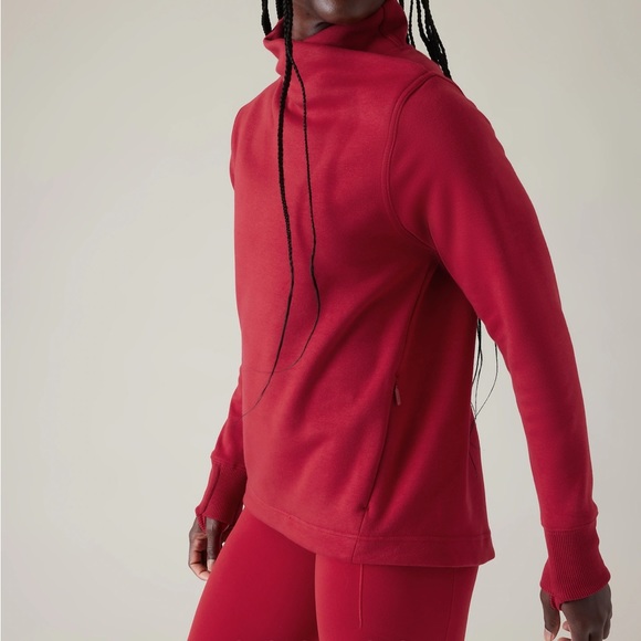 NWT Athleta Cozy Karma Twist Neck Sweatshirt Cozy candy Red XS